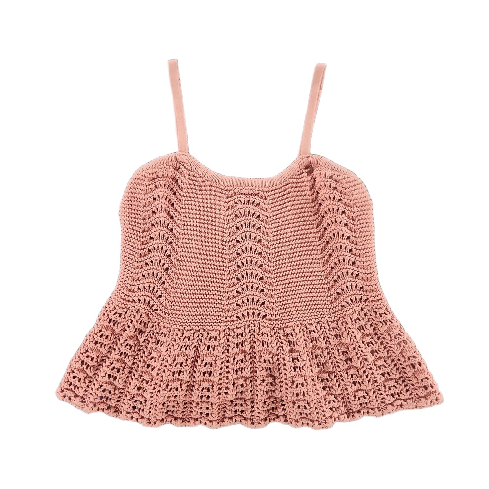 Aéropostale Peplum Tank Top XS Cotton Crochet Knit Spaghetti Strap Coquette Boho